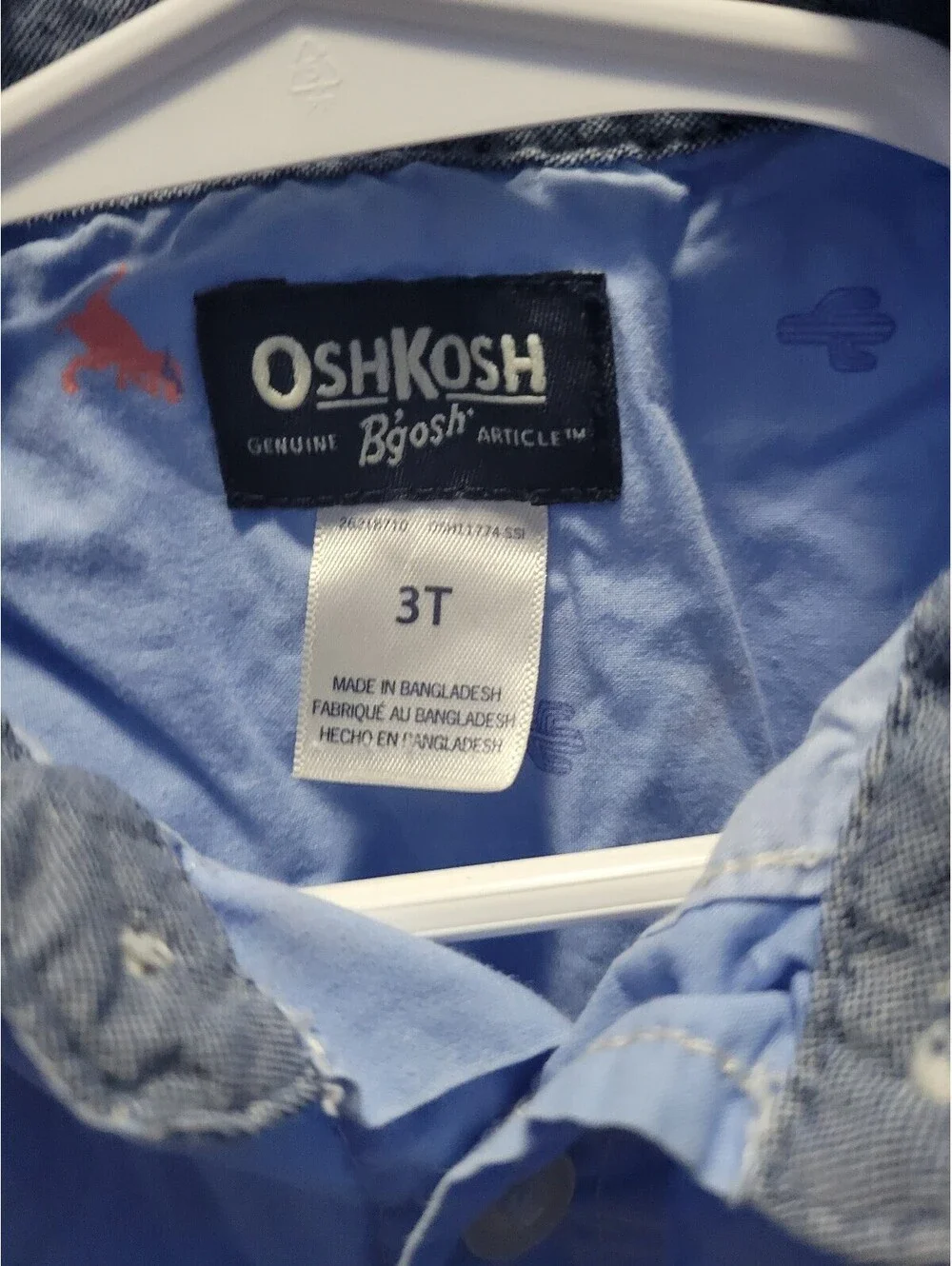 OshKosh B'gosh Boys 3T Light Blue Button-Up Shirt with Dinosaur and Cactus Print